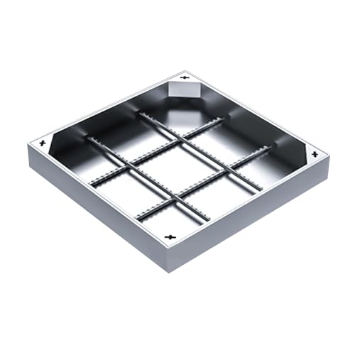 EYRMQWJPC Versenkte Kunststoff-Schachtabdeckung Quadratischer 304 SS Unsichtbarer Schachtdeckel-Rahmen for Klärgruben-Einfahrts-Pflaster-Silber-mehrere Größen(50x50x5cm/19.5x19.5x2) von EYRMQWJPC