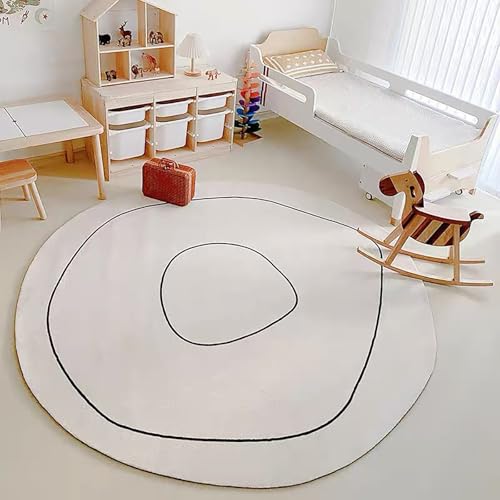 EYRMQWJPC Zuhause Dekoration Minimalist Line Weißer Teppich Waschbare Teppiche for Wohnzimmer Schlafzimmer Esszimmer(Beige,100 * 100CM) von EYRMQWJPC