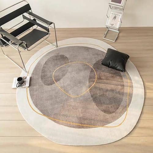 EYRMQWJPC Zuhause Dekoration Minimalist Line Weißer Teppich Waschbare Teppiche for Wohnzimmer Schlafzimmer Esszimmer(Brown,200 * 200CM) von EYRMQWJPC