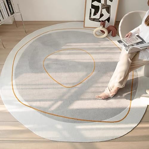 EYRMQWJPC Zuhause Dekoration Minimalist Line Weißer Teppich Waschbare Teppiche for Wohnzimmer Schlafzimmer Esszimmer(Grey,100 * 100CM) von EYRMQWJPC