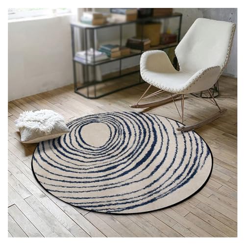 EYRMQWJPC Zuhause Dekoration Runder Teppich, runde Fußmatten mit unregelmäßigen Linien, Rutschfester Teppich for Schlafzimmer und Wohnzimmer(120cm) von EYRMQWJPC