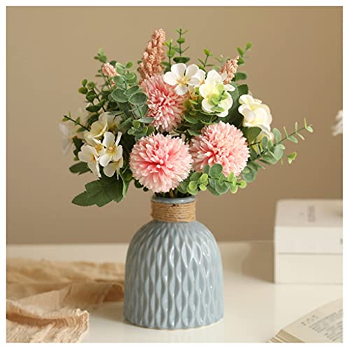 EYRMQWJPC Zuhause Dekoration Schlafzimmer Esstisch Bankett Couchtisch Dekoration Künstliche Blumen in Vase(Pink,Gray Bottle) von EYRMQWJPC