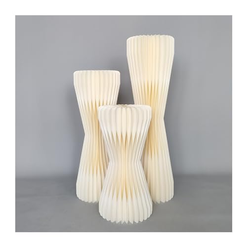 Faltbare Papier Säulen Kuchen Sockel Ständer ， 3 Stück Display-Sockel, Hochzeits-Mittelstücke Display Zylinder Blumenständer(Beige) von EYRMQWJPC
