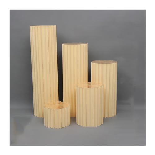 Faltbare Papier Säulen Kuchen Sockel Ständer ， Zylinder Sockel Hochzeit Vasen Ständer, Party Herzstück Karton römische Säule(Beige) von EYRMQWJPC