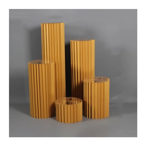 Faltbare Papier Säulen Kuchen Sockel Ständer ， Zylinder Sockel Hochzeit Vasen Ständer, Party Herzstück Karton römische Säule(Gold) von EYRMQWJPC