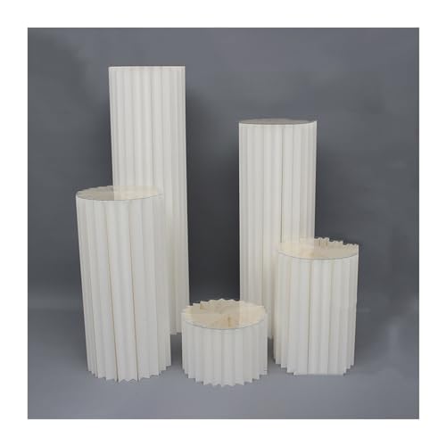 Faltbare Papier Säulen Kuchen Sockel Ständer ， Zylinder Sockel Hochzeit Vasen Ständer, Party Herzstück Karton römische Säule(White) von EYRMQWJPC