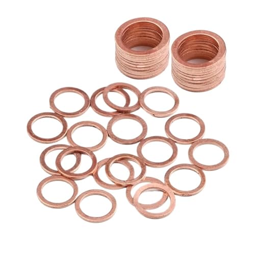 Flache Unterlegscheibe aus Messing, 50 Stück M6 M8 M10 M12 M14 M16 M18 M20 Massivkupfer-Unterlegscheibe, Flachring, Dichtung, Distanzscheiben, Befestigungs-Hardware, 10 x 14 x 1 mm(M18X24X1.5mm) von EYRMQWJPC