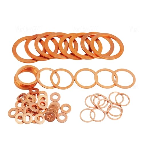 Flache Unterlegscheibe aus Messing, 50 Stücke Solide Reines Kupfer Unterlegscheibe Ölstopfen Dichtung Motorrad Ölwanne Flache Dichtungsabstandshalter M2 M3 M4 M5 M6 M7 M8 ~ M8,5(M7x12x1mm) von EYRMQWJPC