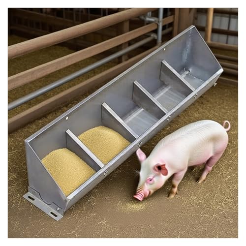 Futtertrog für Nutztiere Viehfuttertrog mit Trennwand for 4–10 Bit-Optionen, mehrere Größen(39.4x7.5x10.2in/5bit) von EYRMQWJPC