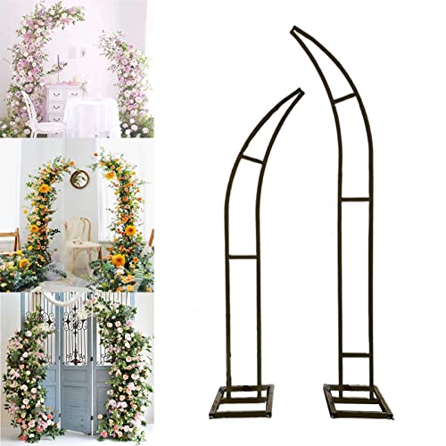 Garten Hochzeit Ballonbogen， 2-teiliger Gartenbogen in Mondform mit 5-teiligem Blumenwerkzeug-Set(Black,4.9ft+5.9ft) von EYRMQWJPC