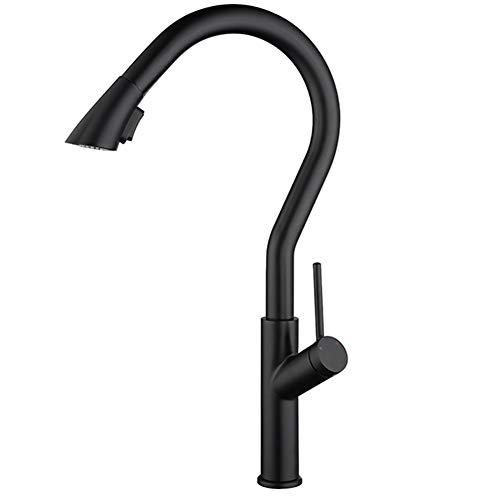 Küchenwasserhahn, Küchenarmatur Pull Out 360 Schwenk Messing Einhand-Stream Spray-Modus(Black) von EYRMQWJPC