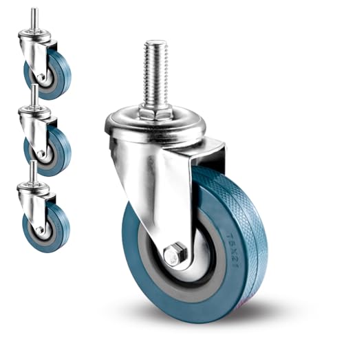 Möbelrollen 4er-Pack PVC-Gewinderollen mit Bremse, mehrere Größen(Swivel,65MM/M12) von EYRMQWJPC