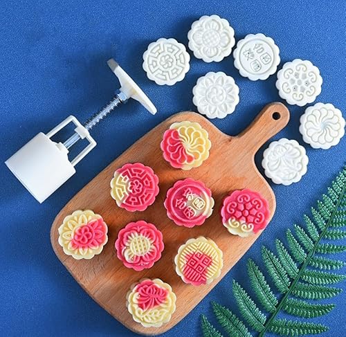 Mondkuchen. DIY Mondkuchenform Blumen-Plätzchenstempel Weiß 50g Packung mit 8(A) von EYRMQWJPC