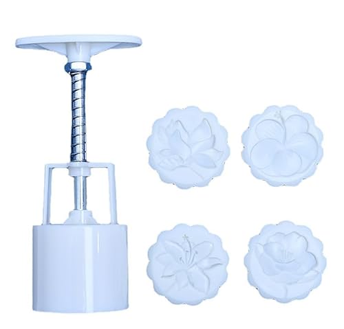 Mondkuchen. Mondkuchenformen-Set, weiß, mit 4er- oder 5er-Packung Stempel, 4,5 cm Durchmesser(4Pcs) von EYRMQWJPC