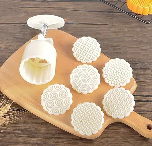 Mondkuchen. Mooncake Badebombe Keksstempel Form ABS-Kunststoff Weiße Blume Tier Sternzeichen Muster 50g Packung mit 1 Set(Classical Patterns) von EYRMQWJPC