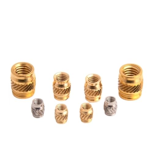 Muttern handfest anziehen Messing Edelstahl Metrische Rändelgewindeeinsätze Muttern M3-M6 Mehrere Größen 80 Stück(M6X10 OD8.58(10pcs) von EYRMQWJPC