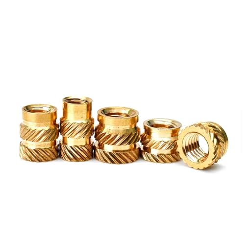 Muttern handfest anziehen Messingeinsatz Hot Melt Rändelgewinde Nutsert M1-M8 Packung mit 50 Stück(Length 2mm,M1 (OD2mm)50pcs) von EYRMQWJPC