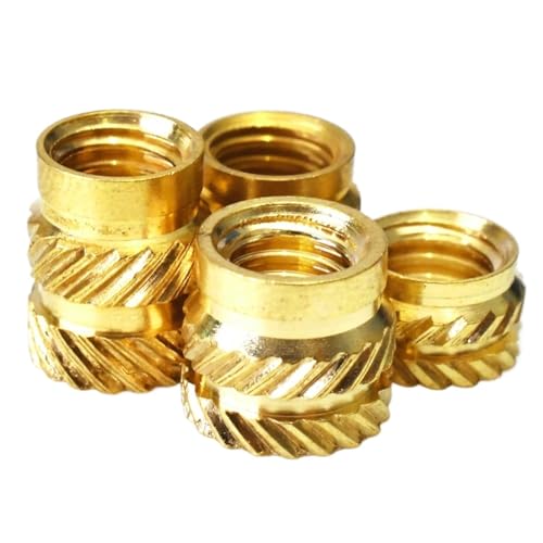 Muttern handfest anziehen Rändelmuttern aus Messing, M2–M8, Heißschmelz-Gewinde, Kupfer, mehrere Größen, 50 Stück(Length 6mm 50pcs,M2.5 (OD3.5mm)) von EYRMQWJPC