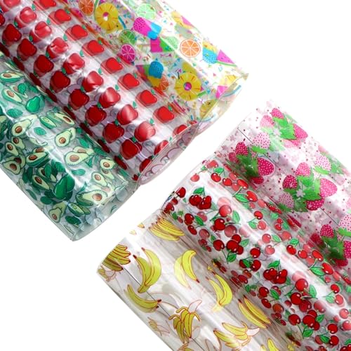 PVC Jelly Vinyl Stoff Blätter ， Obst Banane Avocado Bedruckte PVC Vinyl Leder Stoffrolle Multicolor Mehrere Größen(Color-4,50x120cm) von EYRMQWJPC