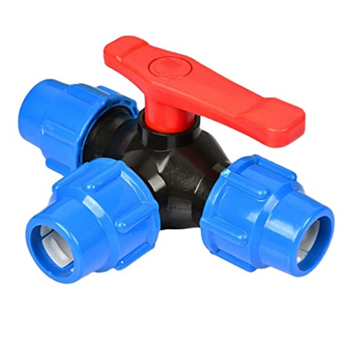 PVC-Rohrmuffen-Kugelhahn 3-Wege-T-Typ PE-Kugelhahn-Schnellanschluss-Rohrverbinder for Wasser(Blue,40mm) von EYRMQWJPC