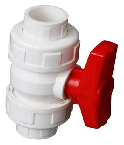 PVC-Rohrmuffen-Kugelhahn PVC-Doppel-Union-Kugelhahn 20-50 mm for Aquarium und Bewässerung(Wit,25mm) von EYRMQWJPC