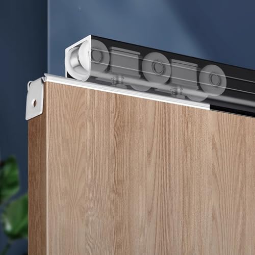 Schiebetür Schiene, Schiebetürbeschläge Set umfasst 8-Rad-Aufhängungssystem bis zu 100 kg 200 lbs für 30-50 mm Türen Aluminiumschiene Dach- oder Seitenmontage mehrere Größen(280 in/711.2 cm) von EYRMQWJPC