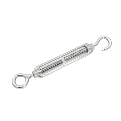 Seilspanner für Seil, 3 Haken- und Ösenspanner aus Edelstahl 304 Silber M4/M5/M6 Drahtseilspanner Verstellbar (M6) von EYRMQWJPC