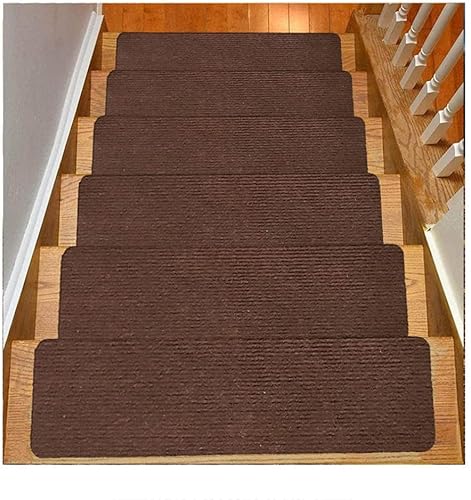 Selbstklebende Treppenstufen Schritt ， Teppich-Treppenstufen, selbstklebend, zuschneidbar, 3er-Pack, mehrfarbig, mehrere Größen(Brown,15PCS) von EYRMQWJPC