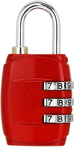 Verschlüsselungsschloss, Passwortschloss Kombinationsschloss for Schließfächer Vorhängeschloss mit 3-stelligem Code(Red) von EYRMQWJPC