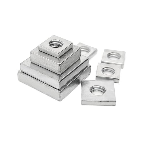 Vierkantmuttern aus Edelstahl, Vierkantmutter M3 M4 M5 M6 Kohlenstoffstahl, verzinkt, Packung mit 20 oder 40 Stück(20pcs,M6x10x10x2mm) von EYRMQWJPC