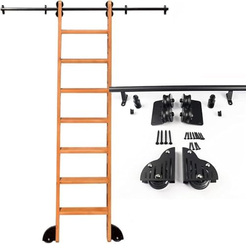 runde Rollenlaufleiter, Schiebeleiter-Hardware-Kit, Schmiedeeisen, 1 Stück, mehrere Größen(3.3ft/100cm Track Kit) von EYRMQWJPC