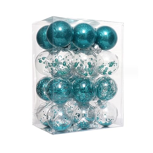 24-teiliges Weihnachtskugel-Ornament-Set für den Weihnachtsbaum, bruchsicher, durchsichtiger Kunststoff, Weihnachtskugel-Ornamente mit gefüllten, zarten Dekorationen, Hochzeit, Party (blau1, 80 mm) von EYROTUGTG