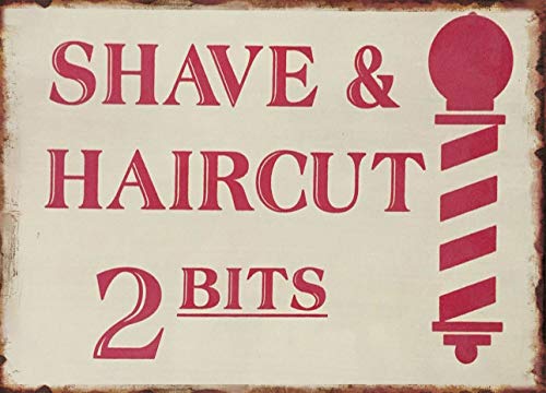 Blechschild mit Aufschrift "Shave & Haircut", Vintage-Stil, Dekoration für Bar, Café, Zuhause, Wanddekoration, Metall-Blechschild, 15,2 x 20,3 cm Blechschild mit Aufschrift "Shave & Haircut", Vintage-Stil, Dekoration für Bar, Café, Zuhause, Wanddekoration, Metall-Blechschild, 15,2 x 20,3 cm von EYSL