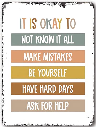 EYSL It is Okay – Boho Klassenzimmer Dekor Klassenzimmer Poster Klassenzimmer Zitate Be Yourself Spielzimmer Dekor Kind Kunst Lehrer Geschenk Metall Blechschild Schule Schlafzimmer Basteln Schild von EYSL