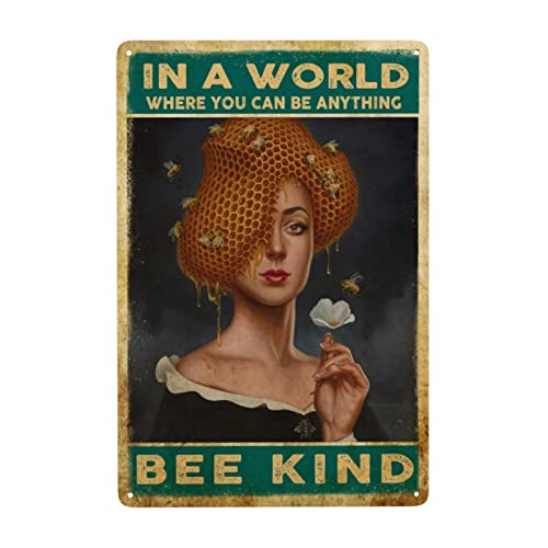 In A World Where You Can Be Anything Bee Kind Honey Bee Aluminiumschild, lustiges Blechschild, Metallkunst-Poster, Geschenk, Zuhause, Café, Bar, Wanddekoration, Zimmertürzubehör, 20,3 x 30,5 cm In A World Where You Can Be Anything Bee Kind Honey Bee Aluminiumschild, lustiges Blechschild, Metallkunst-Poster, Geschenk, Zuhause, Café, Bar, Wanddekoration, Zimmertürzubehör, 20,3 x 30,5 cm von EYSL