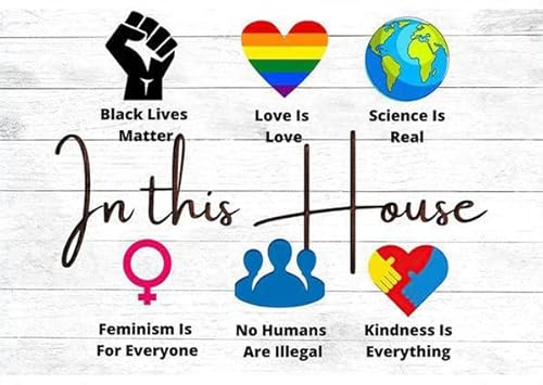 In This House Equality Human Rights Feminist LGBT Aluminiumschilder, lustiges Blechschild, Metallkunst-Poster, Geschenk, Zuhause, Café, Bar, Wanddekoration, Zimmertürzubehör, 20,3 x 30,5 cm In This House Equality Human Rights Feminist LGBT Aluminiumschilder, lustiges Blechschild, Metallkunst-Poster, Geschenk, Zuhause, Café, Bar, Wanddekoration, Zimmertürzubehör, 20,3 x 30,5 cm von EYSL