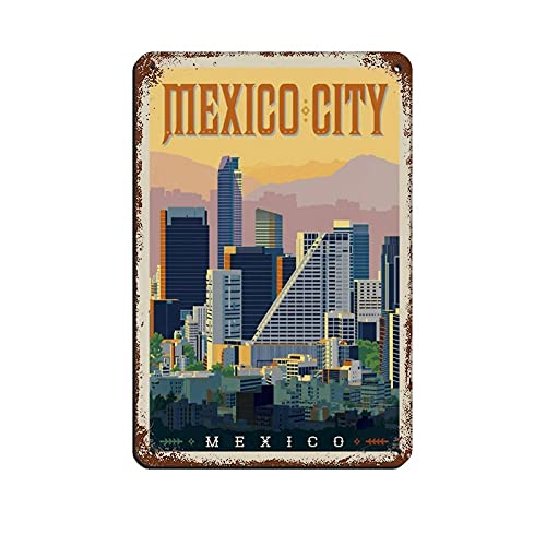 Metall-Blechschild Mexiko-Stadtschild Aluminium für Küche, Kaffee, Bar, Garten, Zuhause, Badezimmer, 20,3 x 30,5 cm von EYSL