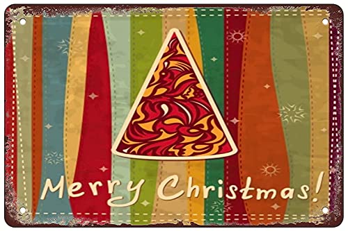 Wandkunst-Poster, Weihnachtskarte mit Tannenbaum, Retro-Stil, Blechschild für Bar, Café, Schlafzimmer, Wohnzimmer, Esszimmer, Küche, Garage, Wandkunst, Dekoration, 20,3 x 30,5 cm von EYSL