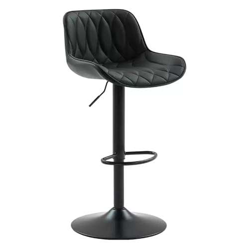 360° drehbare, verstellbare Barhocker, Barhocker in Thekenhöhe mit Rückenlehne, Barstühle aus Kunstleder for Kücheninsel, Esszimmer, Café(Deep Black,60-82cm) von EYUIOPLM