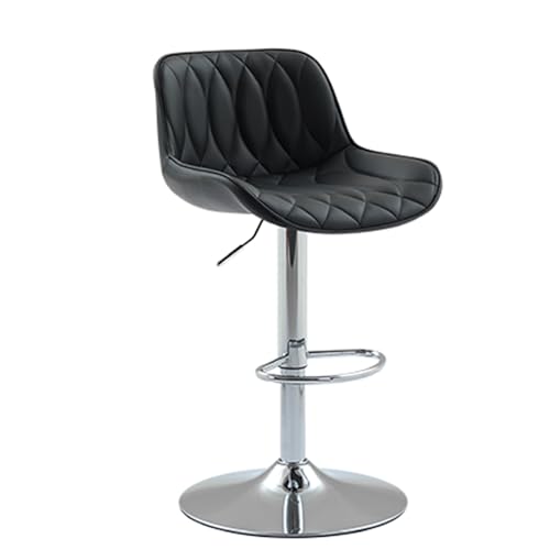 360° drehbare, verstellbare Barhocker, Barhocker in Thekenhöhe mit Rückenlehne, Barstühle aus Kunstleder for Kücheninsel, Esszimmer, Café(Deep Black 1,48-66cm) von EYUIOPLM