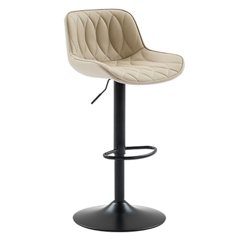 360° drehbare, verstellbare Barhocker, Barhocker in Thekenhöhe mit Rückenlehne, Barstühle aus Kunstleder for Kücheninsel, Esszimmer, Café(Milk Tea,60-82cm) von EYUIOPLM