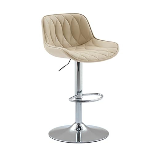360° drehbare, verstellbare Barhocker, Barhocker in Thekenhöhe mit Rückenlehne, Barstühle aus Kunstleder for Kücheninsel, Esszimmer, Café(Milk Tea 1,48-66cm) von EYUIOPLM