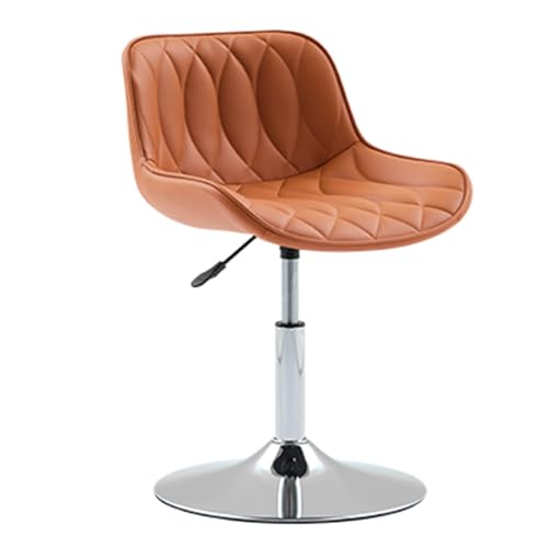 360° drehbare, verstellbare Barhocker, Barhocker in Thekenhöhe mit Rückenlehne, Barstühle aus Kunstleder for Kücheninsel, Esszimmer, Café(Orange 1,40-57cm) von EYUIOPLM