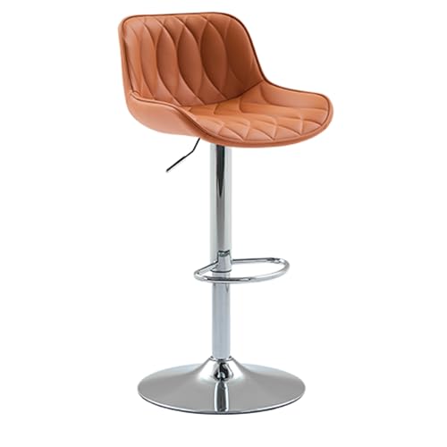360° drehbare, verstellbare Barhocker, Barhocker in Thekenhöhe mit Rückenlehne, Barstühle aus Kunstleder for Kücheninsel, Esszimmer, Café(Orange 1,60-82cm) von EYUIOPLM