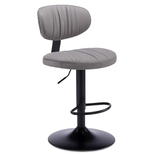 EYUIOPLM 360° drehbare Barhocker, höhenverstellbare Barhocker, mit PU-Leder gepolsterter Barstuhl mit Rückenlehne, for Kücheninsel, Bar, Esszimmer(Gray,50-70cm) von EYUIOPLM