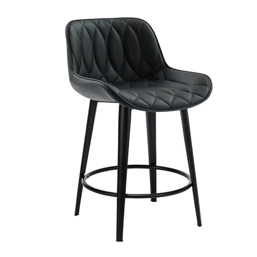 EYUIOPLM 360 ° drehbare Barhocker, weicher Barhocker aus PU-Leder, gepolsterte Küchenstühle mit Stahlbeinen und Fußstütze, for Küchentheke, Restaurant, Lounge, Pub(Black,55cm(21.6in)) von EYUIOPLM