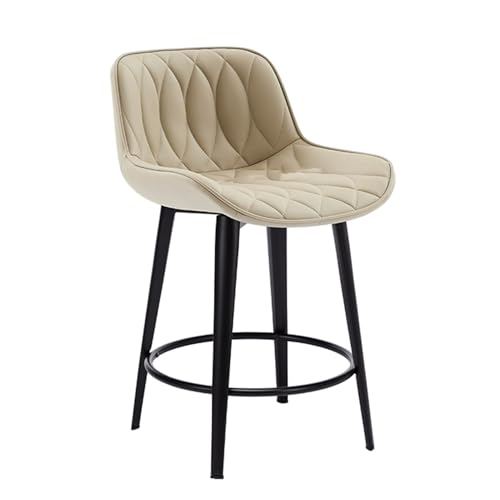 EYUIOPLM 360 ° drehbare Barhocker, weicher Barhocker aus PU-Leder, gepolsterte Küchenstühle mit Stahlbeinen und Fußstütze, for Küchentheke, Restaurant, Lounge, Pub(Milk Tea,55cm(21.6in)) von EYUIOPLM