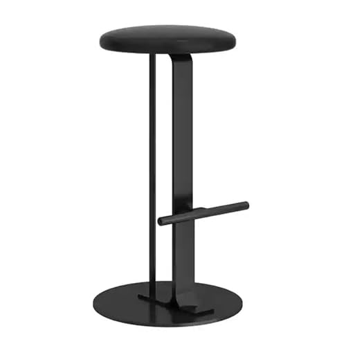 EYUIOPLM Barhocker Barhocker in Thekenhöhe, Industrie-Barstühle mit PU-Lederkissen und Metallbeinen, for Kücheninseln(Black Black,65cm) von EYUIOPLM