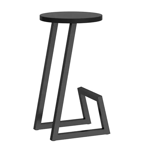 EYUIOPLM Barhocker Barhocker mit Sitzfläche aus Massivholz, Thekenhöhe mit Metallbeinen, rustikale Barstühle ohne Rückenlehne for die Kücheninsel(Black Black,65cm) von EYUIOPLM