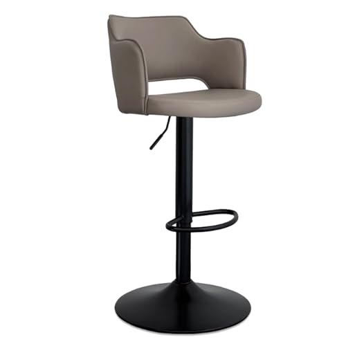 EYUIOPLM Barhocker aus PU-Leder, verstellbare drehbare Barhocker, Barstühle in Küchenthekenhöhe mit Rückenlehne, for Bar, Küche, Esszimmer(Milk Tea Gray,62-83cm) von EYUIOPLM